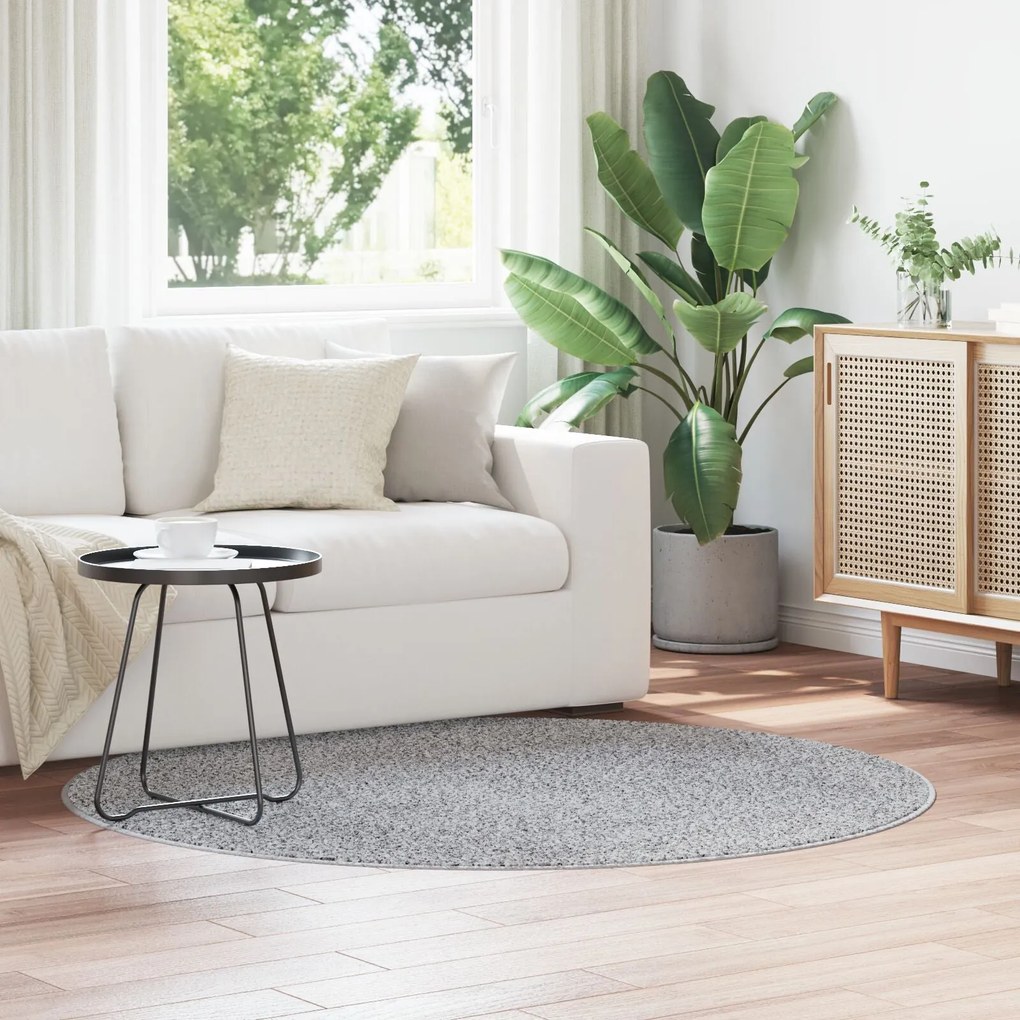 Tapete Shaggy vidaXL com Costura de Látex Cinza ø160 cm