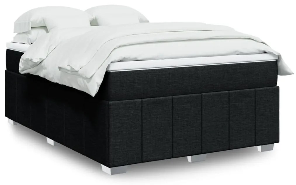 vidaXL Cama com molas/colchão 140x190 cm tecido preto