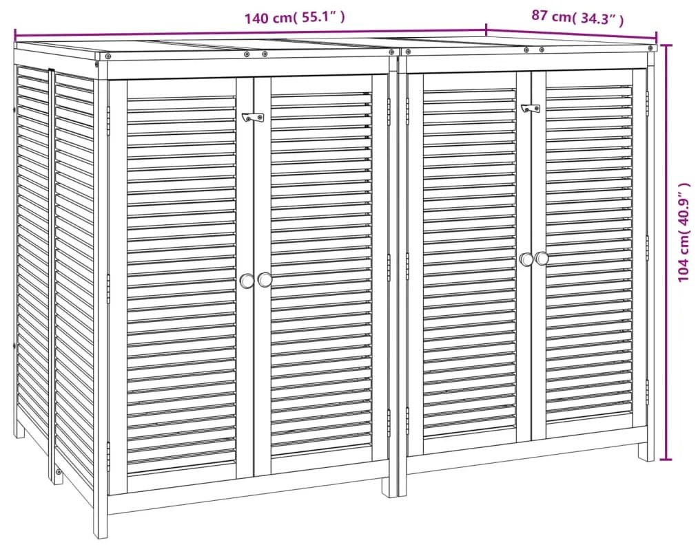 Caixa de arrumação para jardim 140x87x104 cm acácia maciça