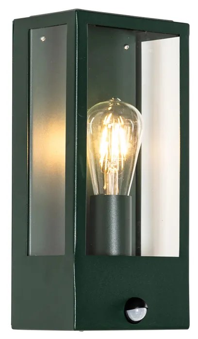 Candeeiro de parede exterior verde escuro com sensor de movimento IP44 - Rotterdam Industrial