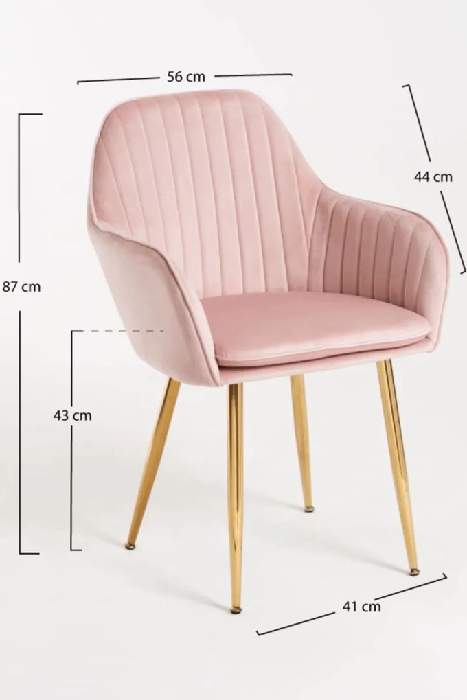 Pack 4 Cadeiras Chic Golden - Rosa