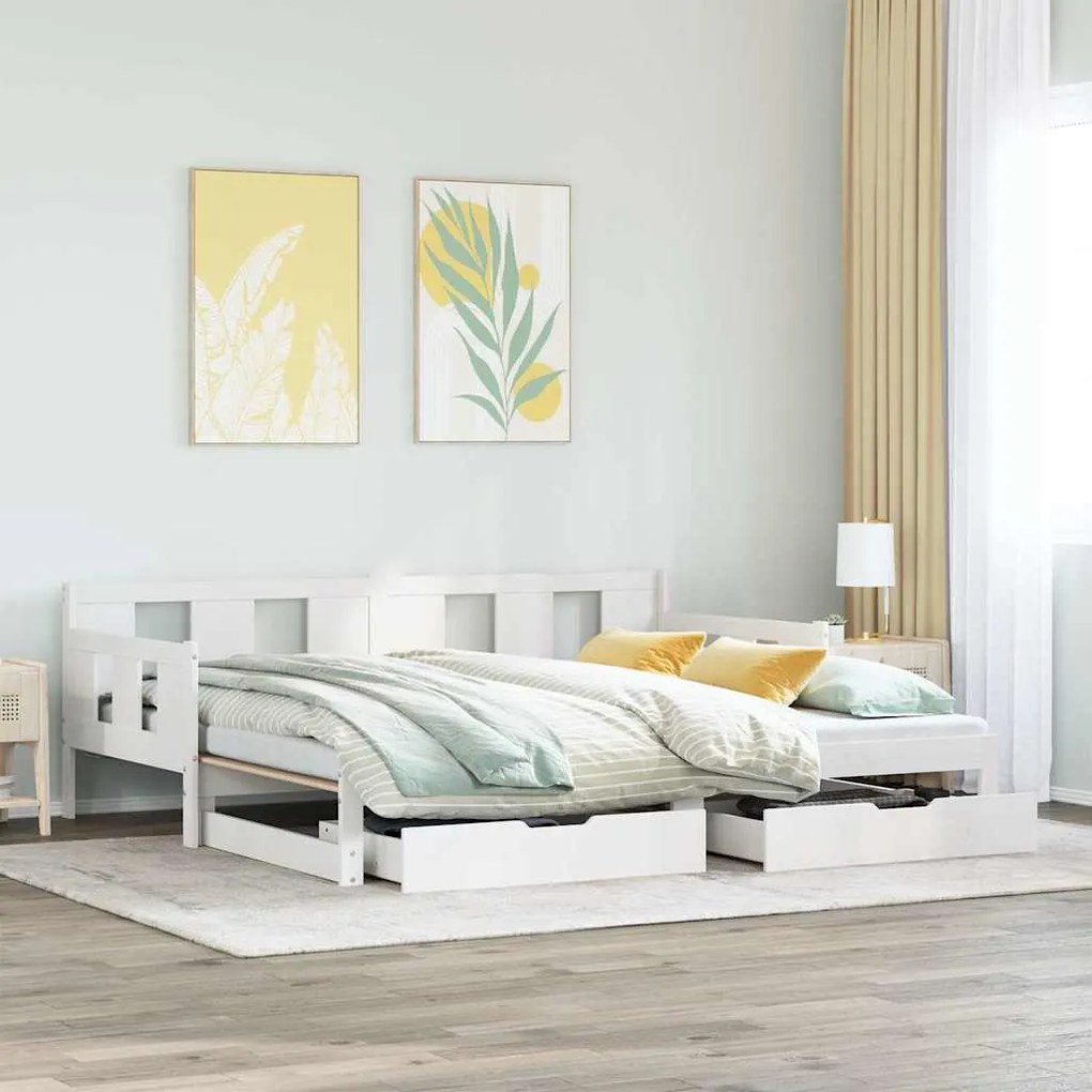 vidaXL Sofá-cama com gavetão e gavetas sem colchão 80x200 cm branco