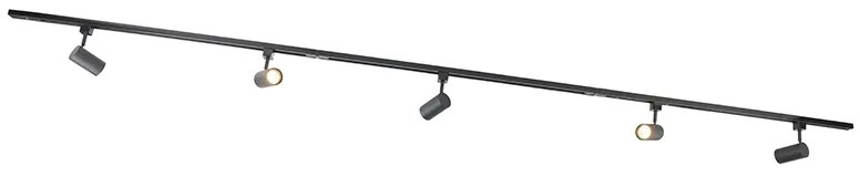 Sistema ferroviário moderno preto com 5 focos monofásicos - Jeana