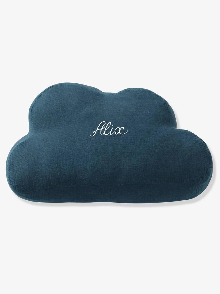 Almofada personalizável em gaze de algodão, Nuvem azul escuro liso