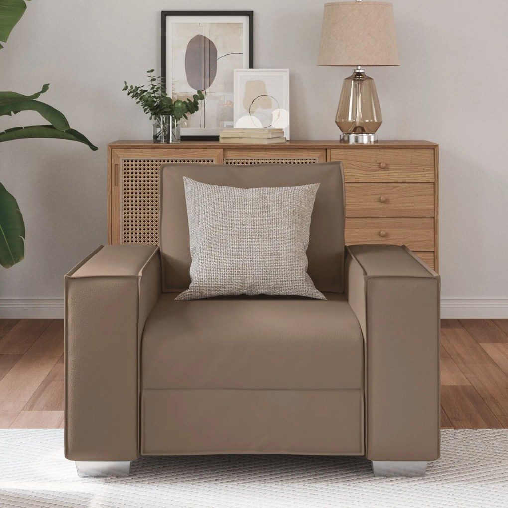 Cadeira de Sofá vidaXL Cappuccino 59 cm em Couro Sintético