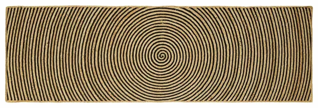 vidaXL Tapete Natural e Preto 80 x 250 cm Juta