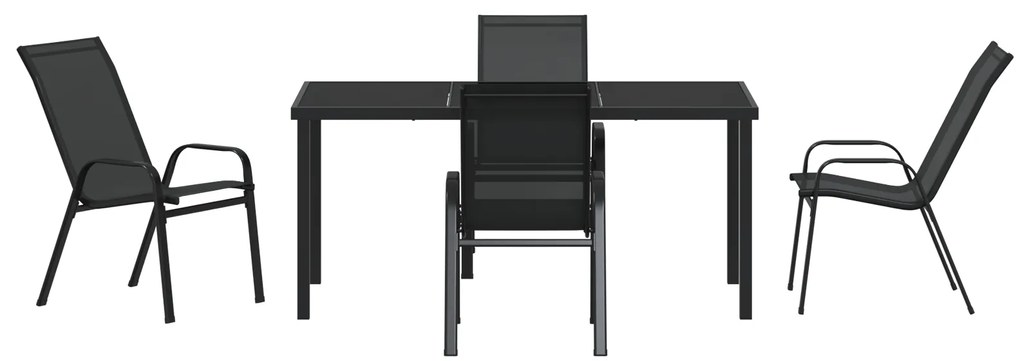Conjunto de Jantar para Jardim vidaXL de 5 Peças Preto Textileno e Aço