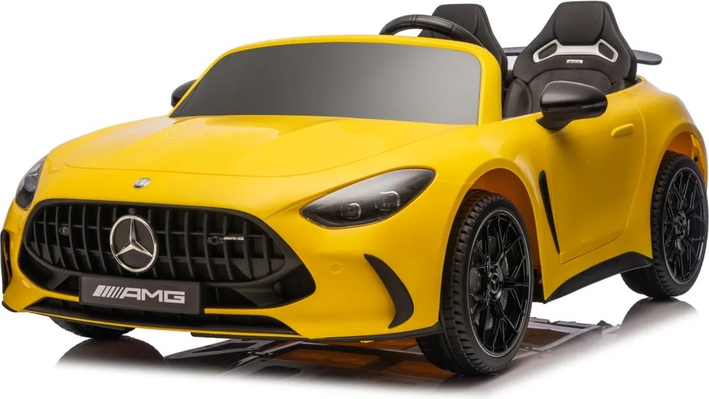 Carro elétrico para Crianças 24V, 2 Lugares, 4x4 Mercedes-Benz GT63 AMG, Rodas de espuma EVA, assento Couro ecológico Amarelo