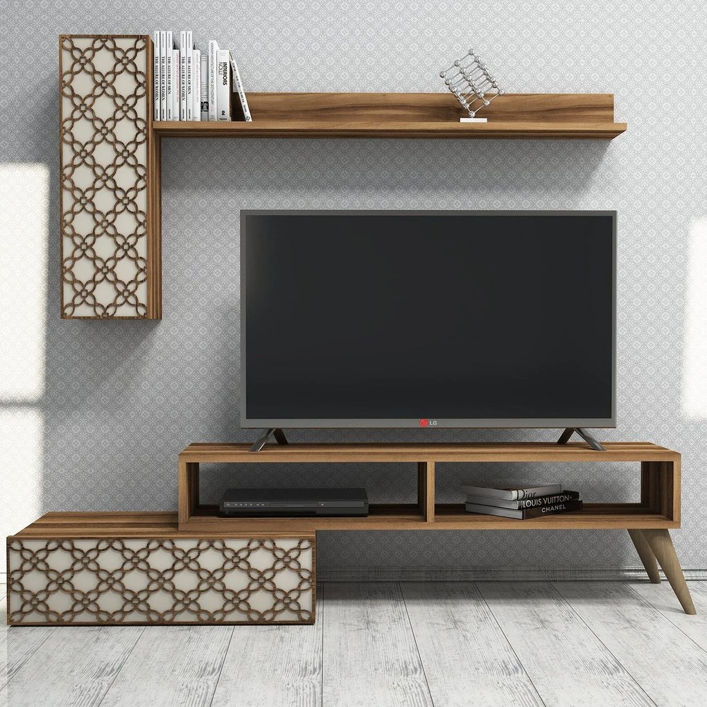 Unidade TV Planet – Nogueira e Creme – 150 cm x 37,8 cm x 37,2 cm