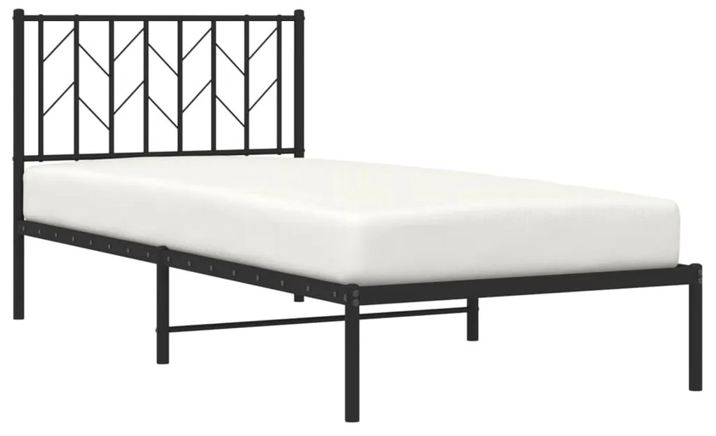 Estrutura de cama com cabeceira 90x190 cm metal preto