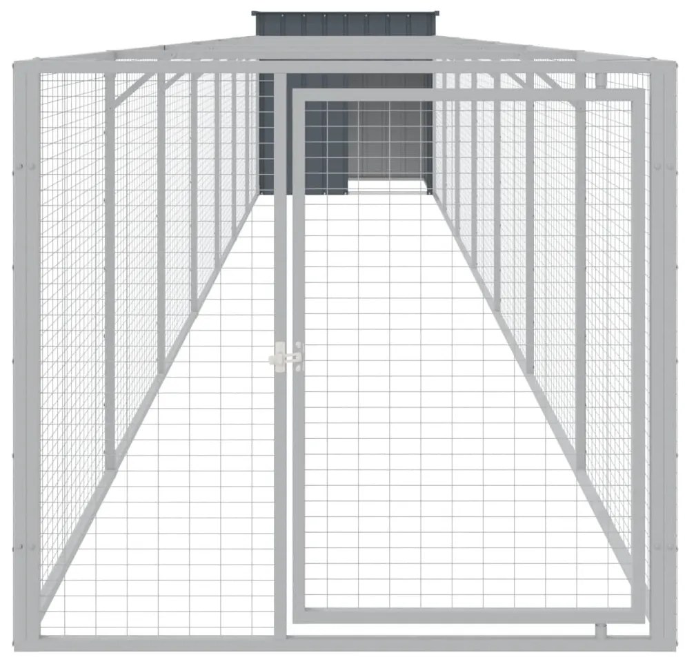 Casota p/ cães c/ parque 110x813x110 cm aço galvaniz. antracite
