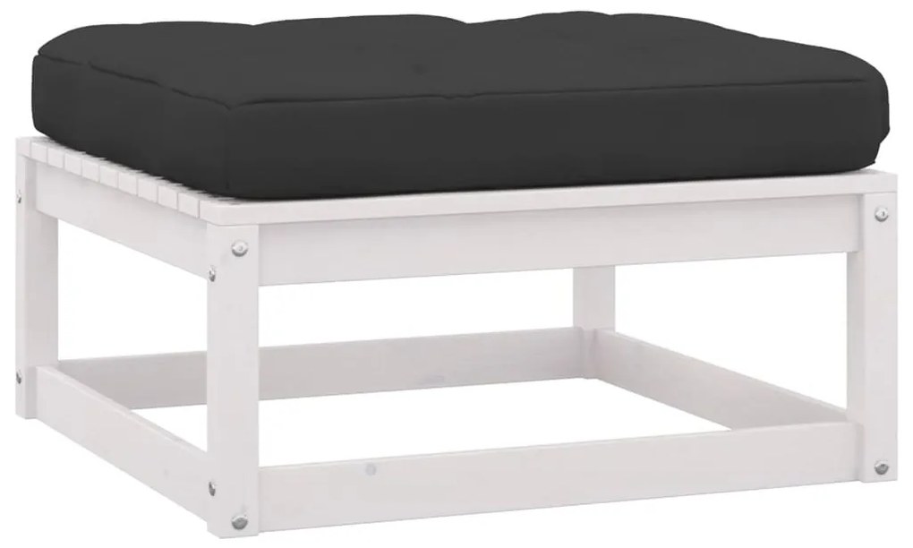 9 pcs conj. lounge de jardim c/ almofadões pinho maciço branco