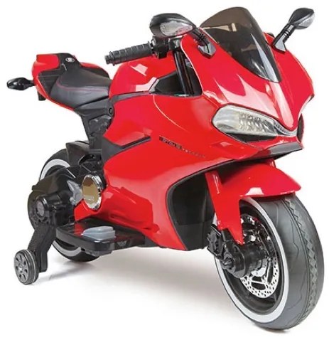 Mota Elétrica infantil Bateria RACE MOTOR, 12v, assento em couro, pneus de borracha EVA Vermelha