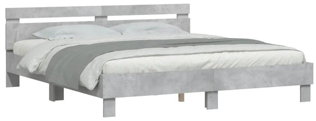Estrutura de cama c/ cabeceira derivados madeira cinza-cimento