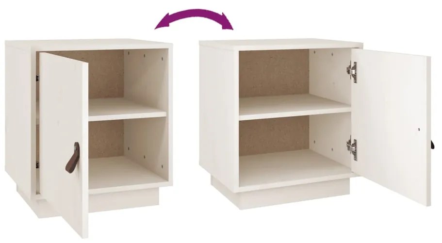 Mesas de cabeceira 2 pcs 40x34x45 cm pinho maciço branco