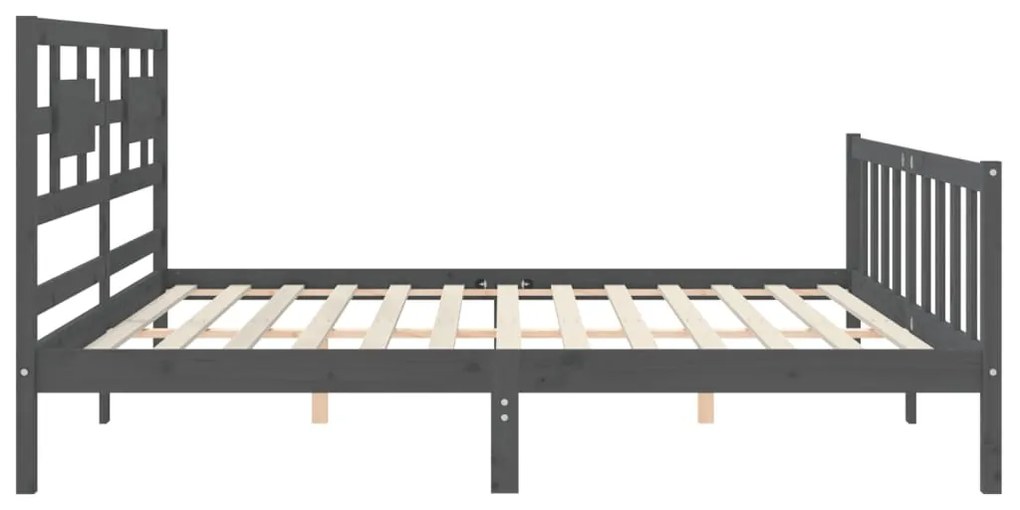 Estrutura de cama com cabeceira 200x200 cm madeira maciça cinza
