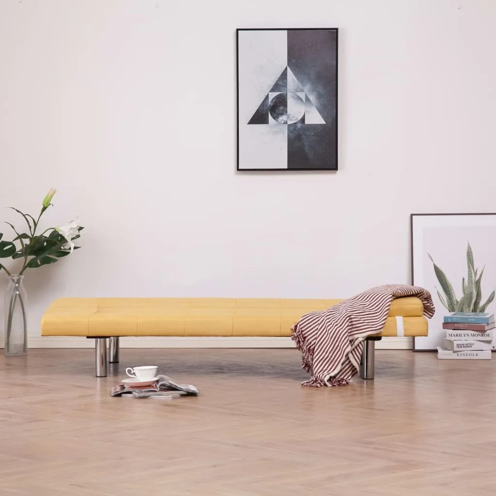 Sofá Cama Vivian - Cor Amarelo - Em Tecido, Estrutura em Madeira, Pern