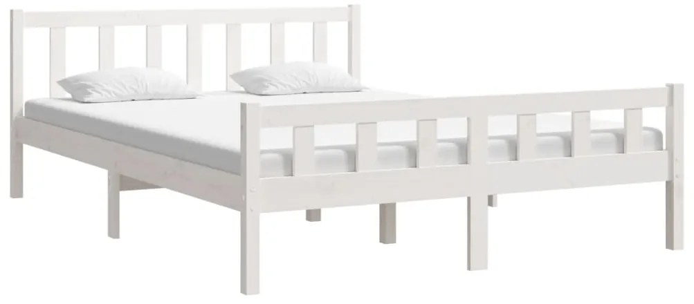 Estrutura de cama king 150x200 cm madeira maciça branco