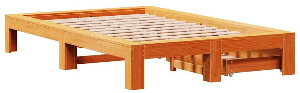 Cama sem colchão 120x190 cm madeira pinho maciça castanho-mel