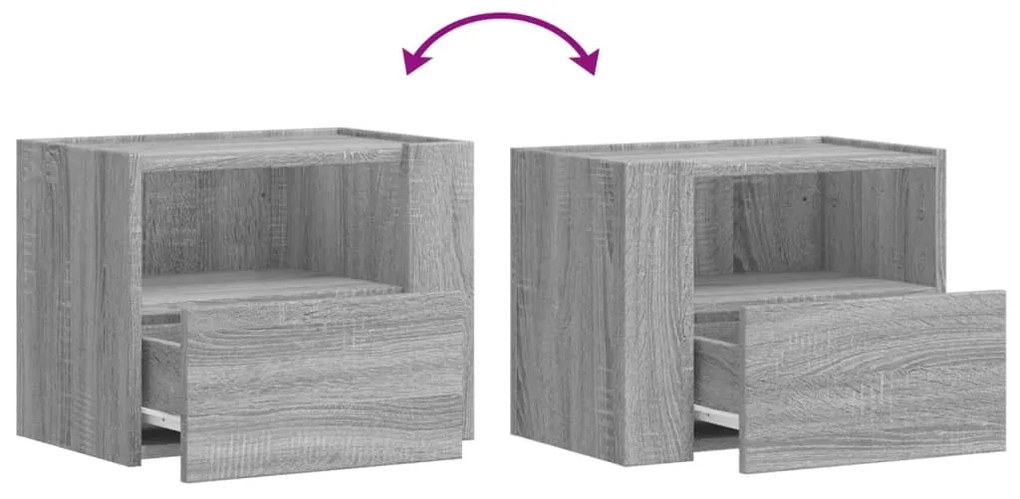 Mesas de cabeceira de parede 2 pcs 45x30x35 cm cinzento sonoma