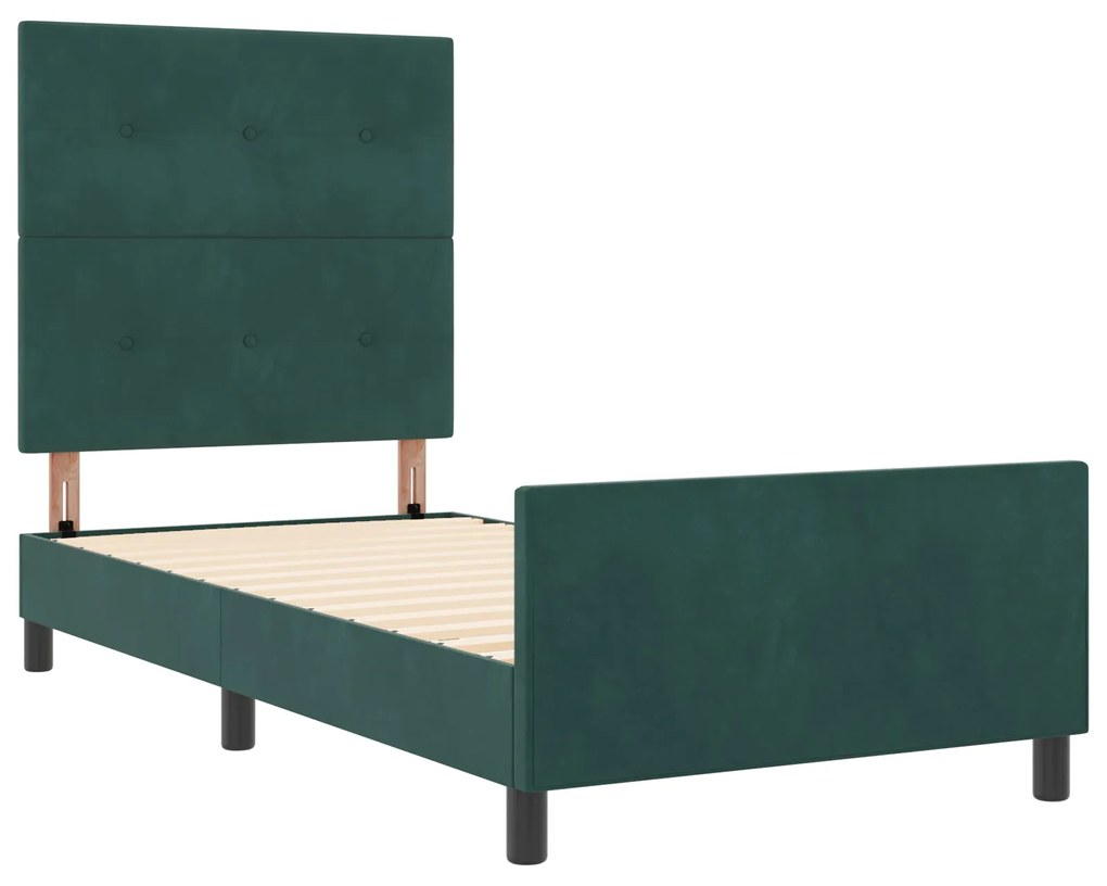 Cama vidaXL Verde Escuro 90x190 cm Veludo