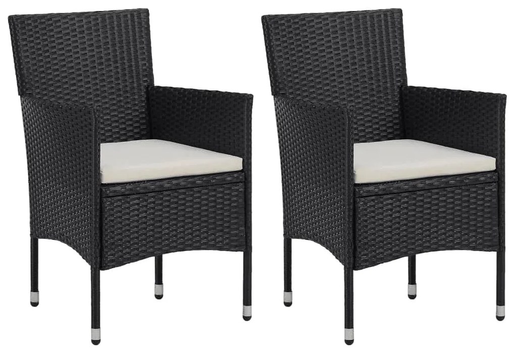 3 pcs conjunto jantar p/ jardim vime PE e vidro temperado preto