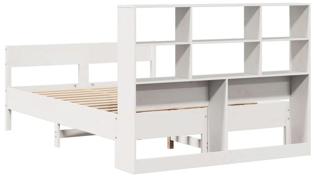 Cama com estante sem colchão 120x200 cm pinho maciço branco