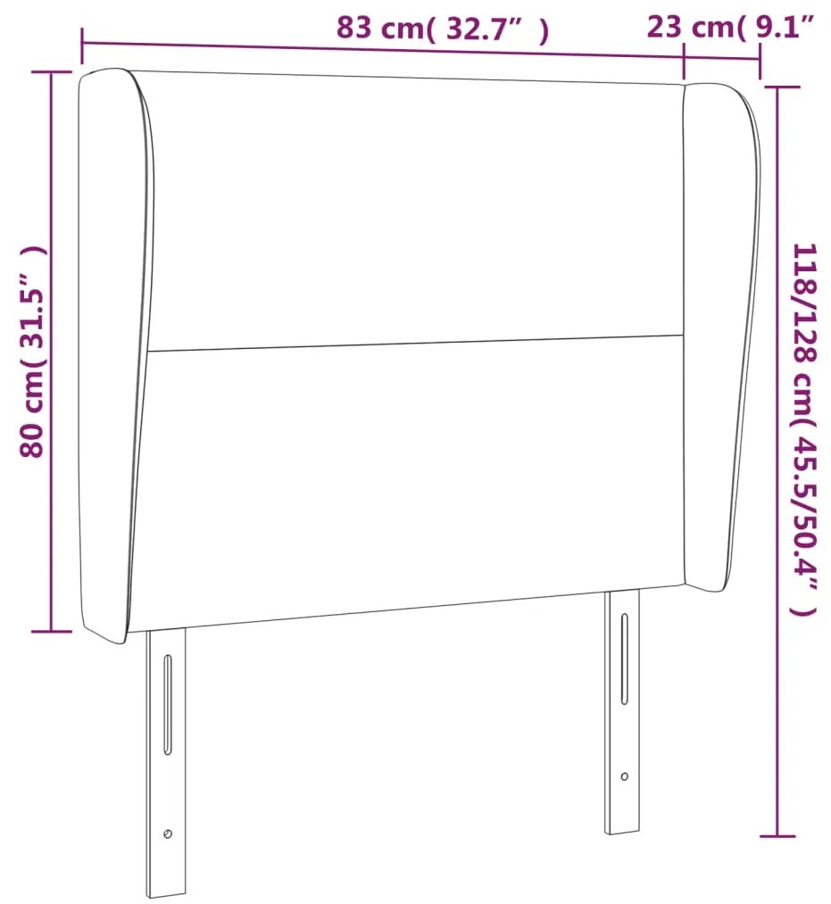 Cabeceira cama c/ abas veludo 83x23x118/128 cm azul-escuro
