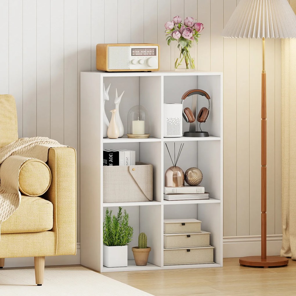 Estante de Cubos, 60 x 30 x 90 cm, 6 Compartimentos, Branco