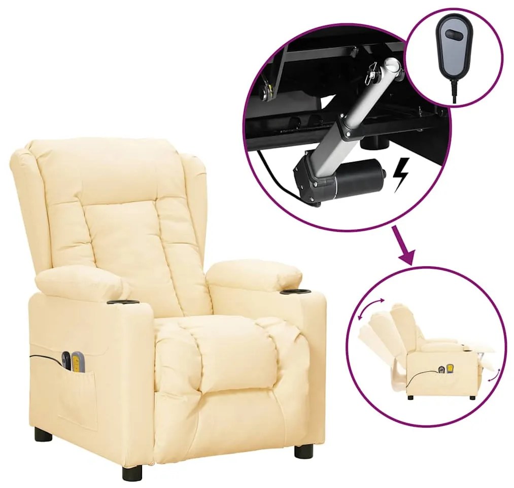 Poltrona de massagens elétrica couro artificial cor creme