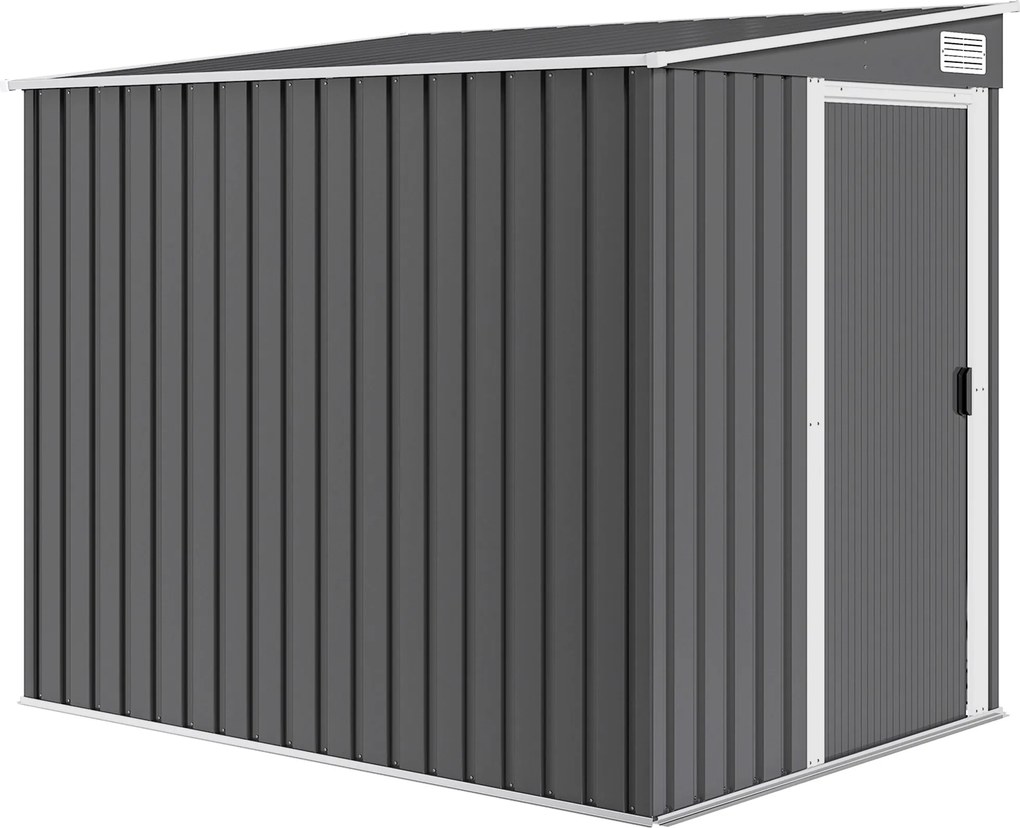 Outsunny Abrigo Metálico para Ferramentas 2,81m² 154x206,5x181 cm com Telhado de Uma Água e Fundação | Aosom Portugal
