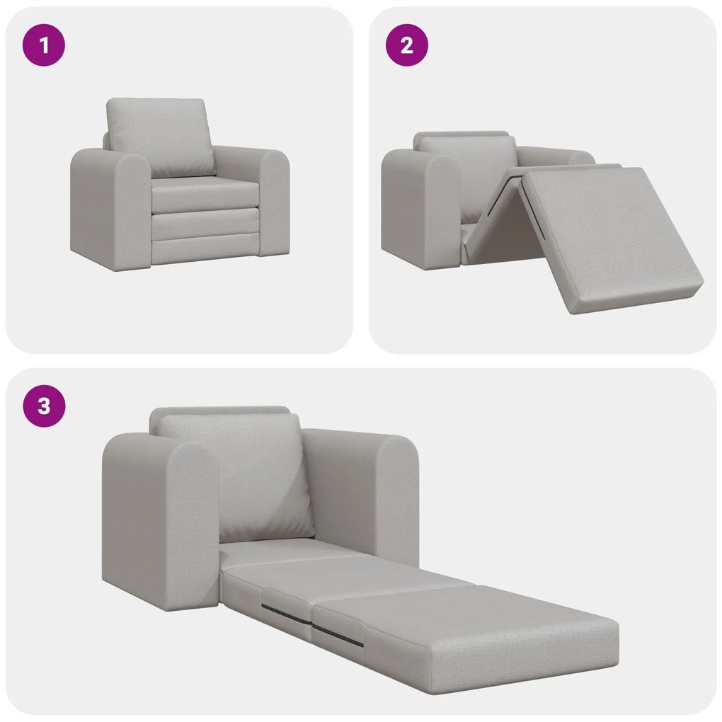 Sofá-Cama de Chão 2-em-1 Cinzento Nuvem 98x71x83 cm Tecido