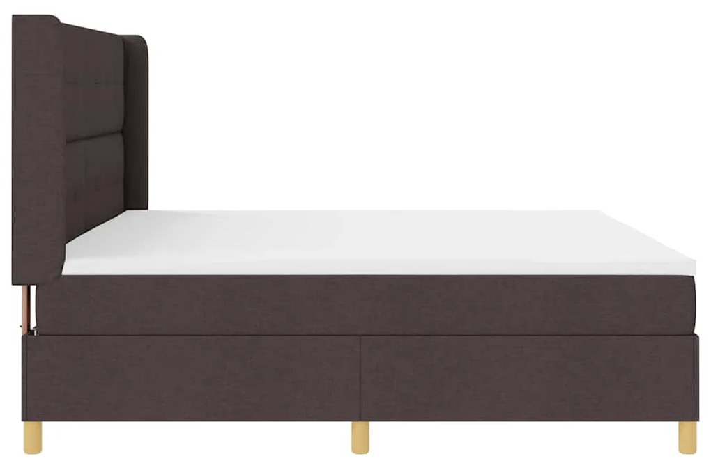 Cama Box Spring com Colchão &amp; LED Castanho Escuro 200x200 cm Tecido