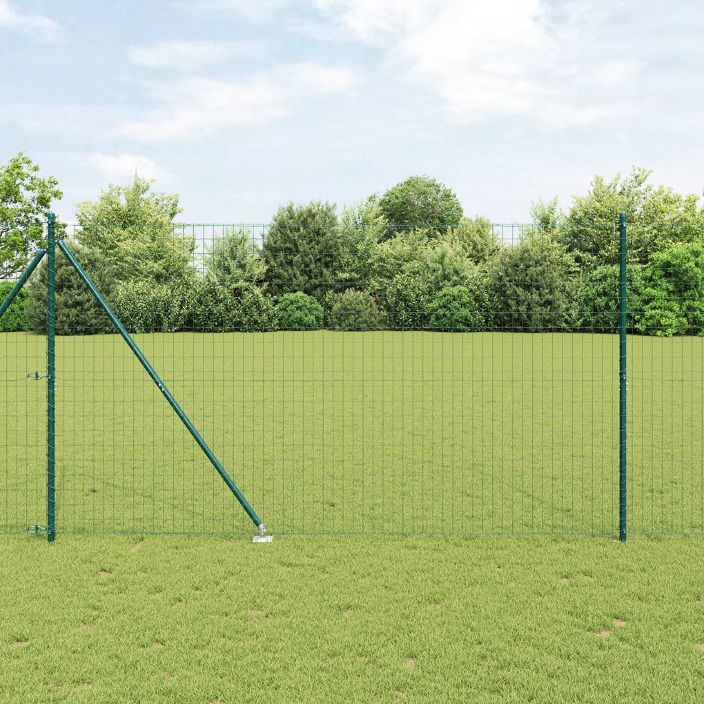 Cerca Euro com 7 Postes Espinhos 1.5x10 m Aço Galvanizado Verde