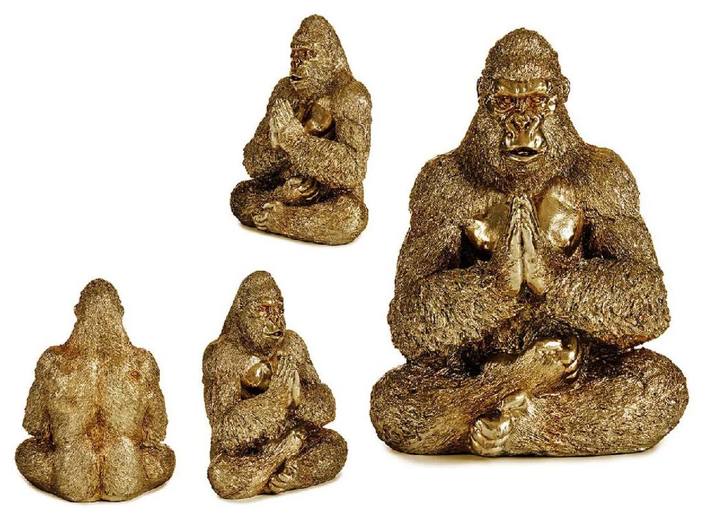Figura Decorativa Gorila Dourado Resina (16 x 27,5 x 22 cm)