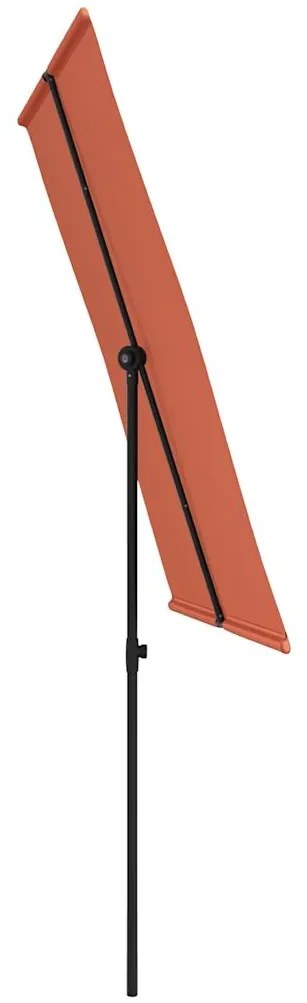 Guarda-sol de jardim com poste de alumínio 2x1,5 m terracota