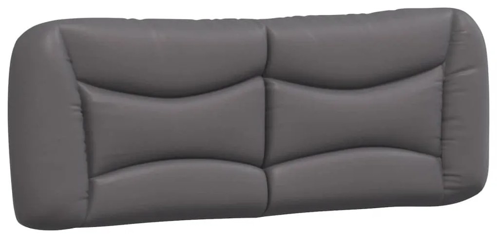 Estrutura cama c/ luzes LED 140x190 cm couro artificial cinza