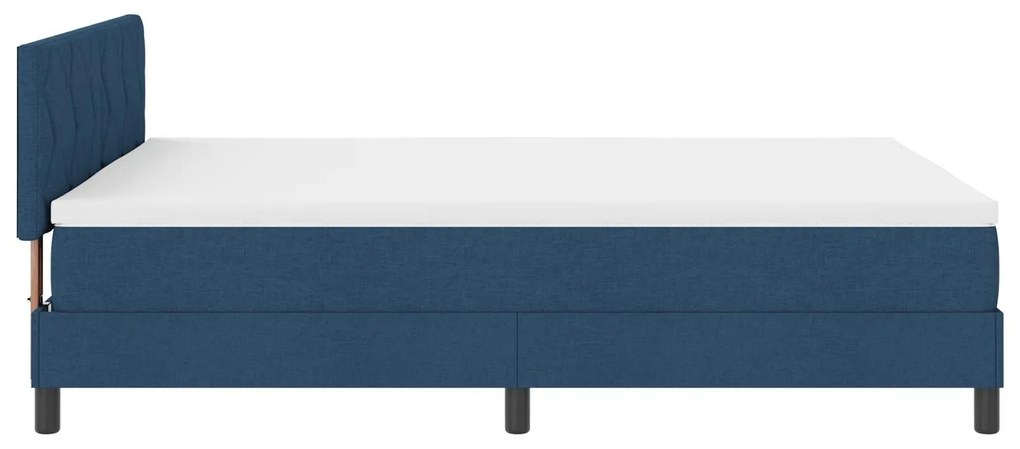 Cama Box Spring com Colchão & Luz LED Azul 140x200 cm Tecido
