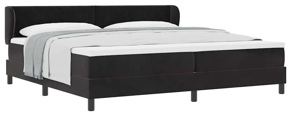 Cama Box Spring vidaXL com Colchão Preto 200x200 cm em Veludo