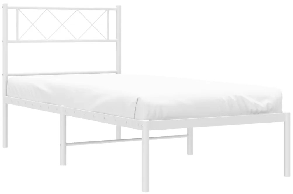 Estrutura de cama com cabeceira 90x200 cm metal branco