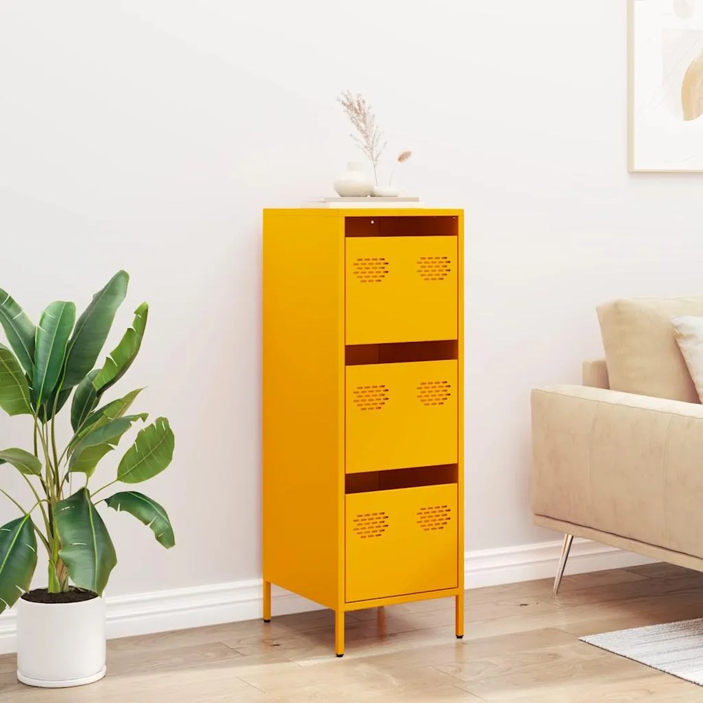 Aparador alto 39x35x103,5 cm aço amarelo mostarda