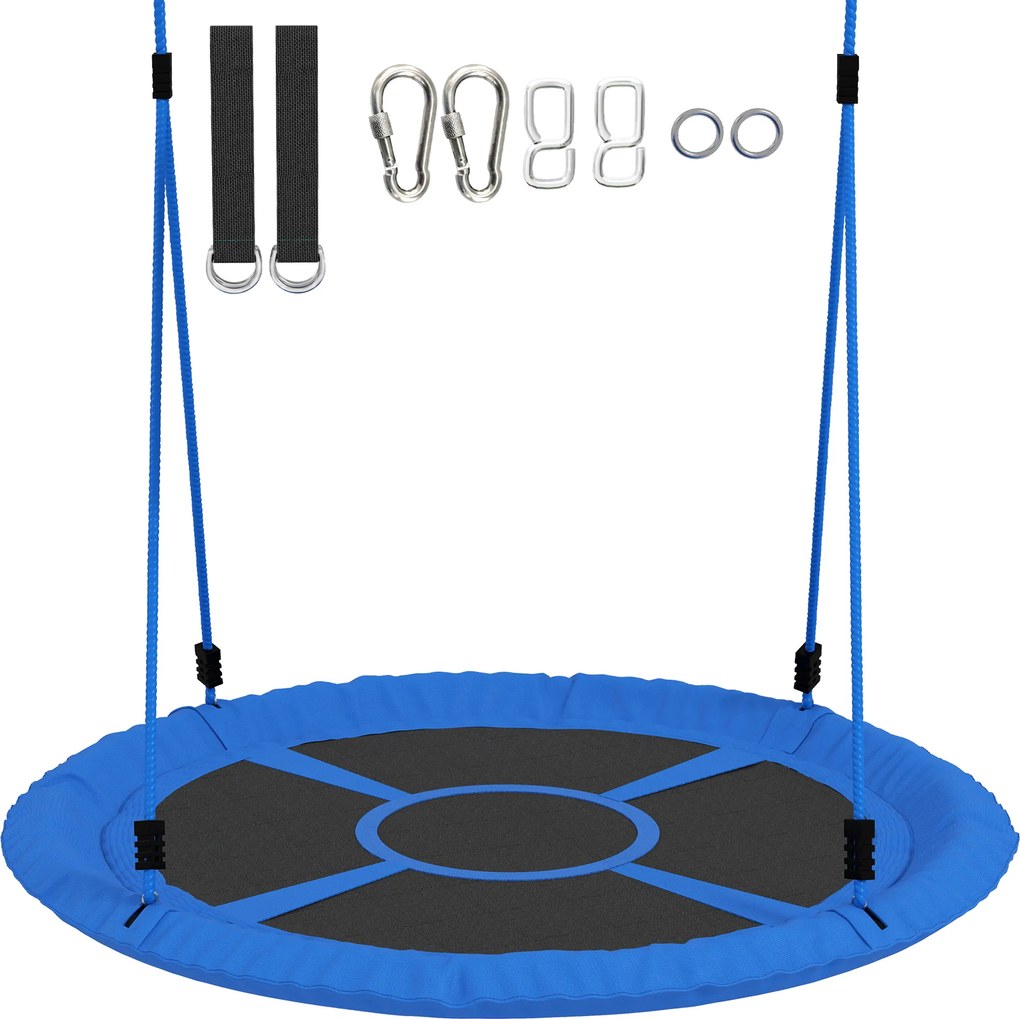 AIYAPLAY Balanço ninho, balanço para 2 crianças com cordas ajustáveis em altura, assento redondo Ø 80 cm, azul | Aosom Portugal