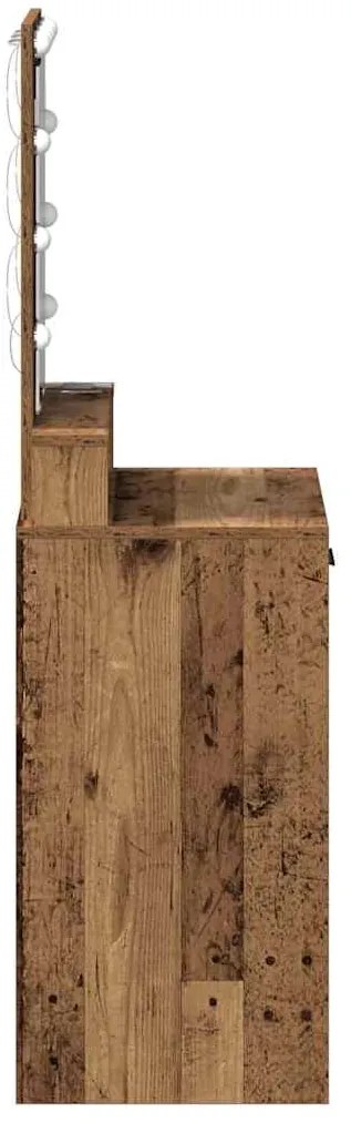 Mesa de Maquiagem vidaXL com Luzes de LED Madeira Antiga 50x41x140 cm