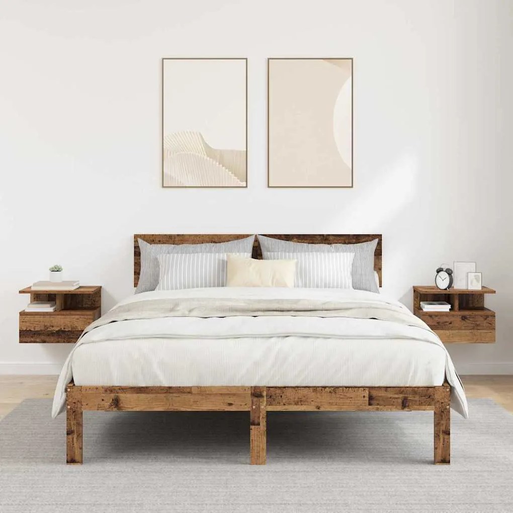 Mesas de Canto Flutuantes 2 pcs Madeira Antiga 40x31x27 cm Madeira de