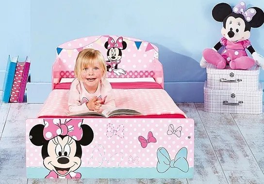 Cama infantil Minnie de madeira + colchão e almofada 140 x 70 cm