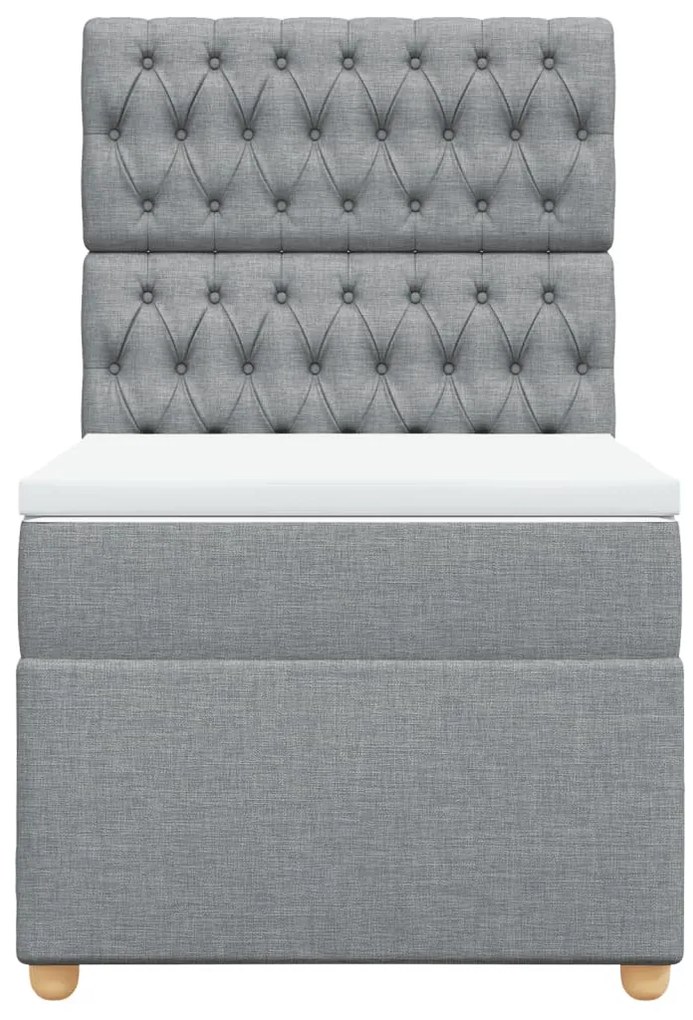 Cama com molas/colchão 90x200 cm tecido cinza-claro