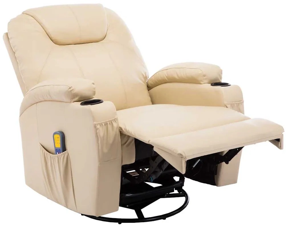 Cadeira de massagem reclinável couro artificial creme