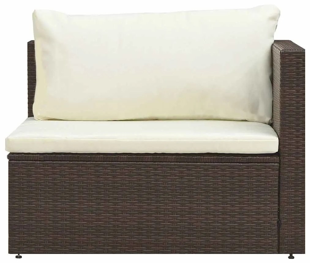 5 pcs conjunto lounge jardim c/ almofadões vime PE castanho