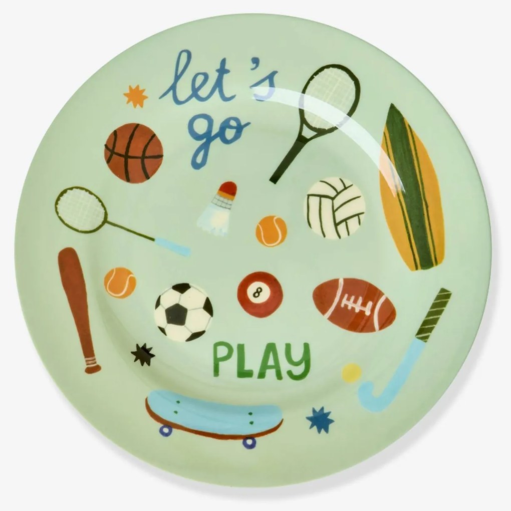 Prato SPORTS PRINT rice pequeno redondo de melamina azul-turquesa