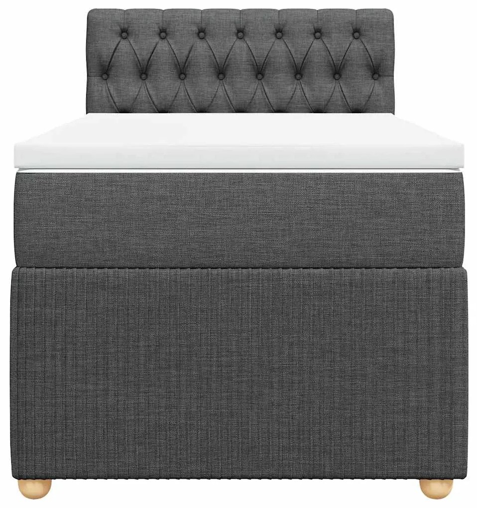 Cama com molas/colchão 90x200 cm tecido cinzento-escuro